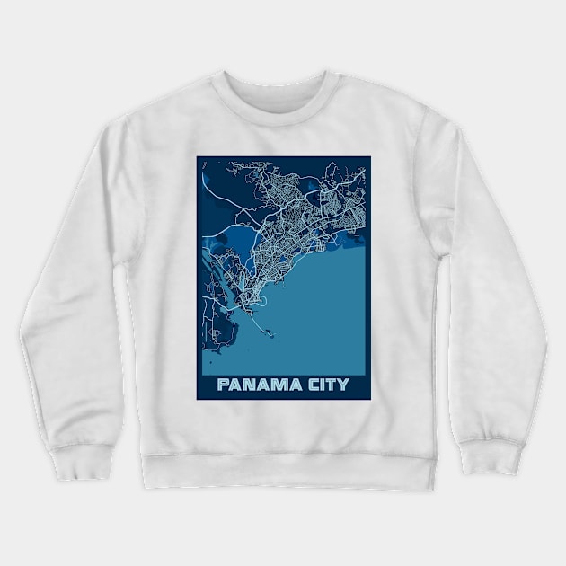 Panama City - Panama Peace City Map Crewneck Sweatshirt by tienstencil